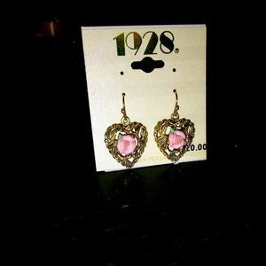 1928 CERAMIC ROSE HEART EARRINGS
